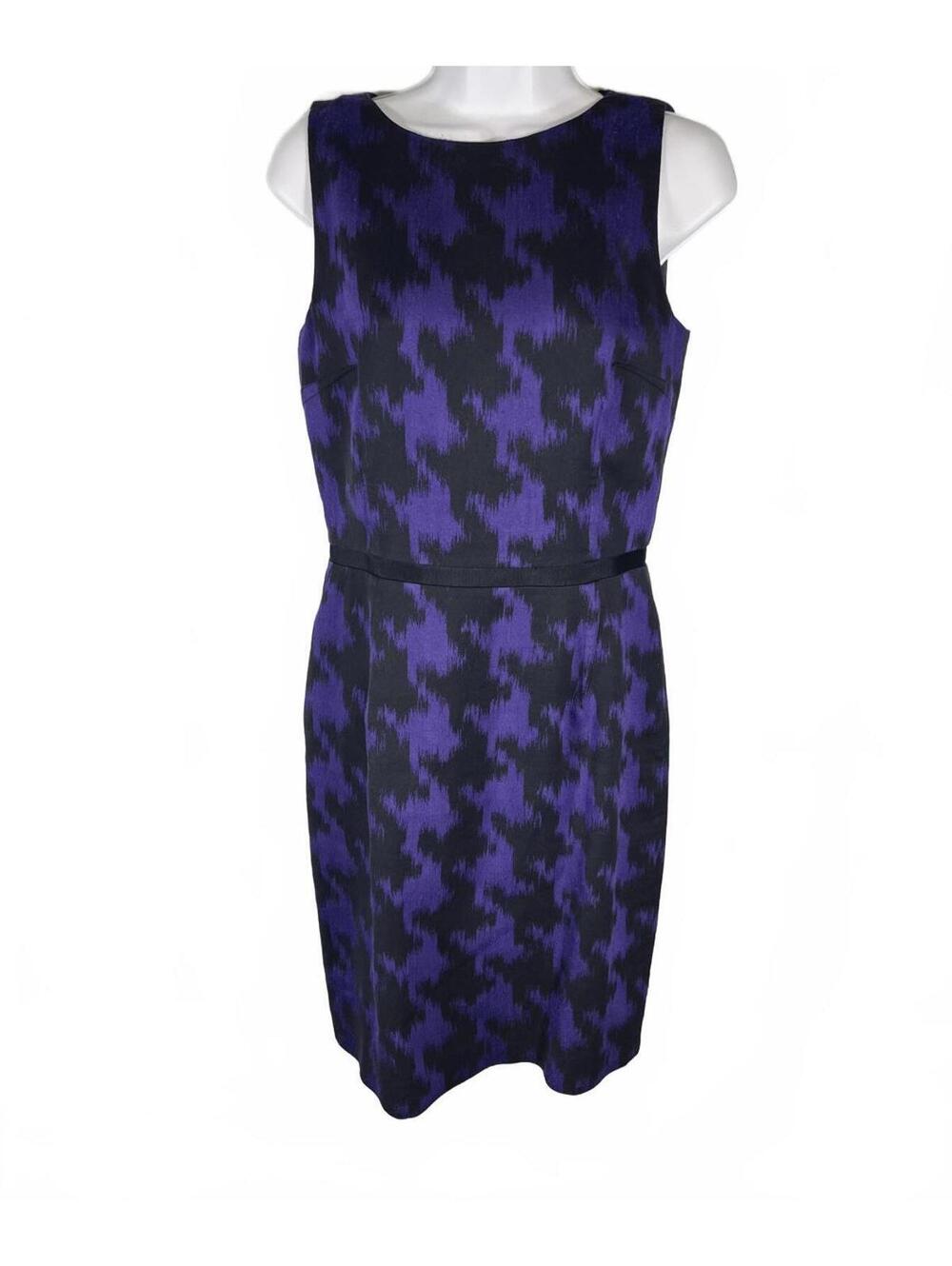 Michael Kors Collection | Black & Grape Houndstooth Ikat Sheath Dress Size 4